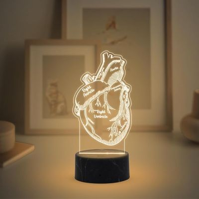 3D Illusion Heart night lamp with Warm White Light Gift for Heat Surgeon Doctor, Gift for Medical Student Doctor ,Cardiologist Clinic Decor