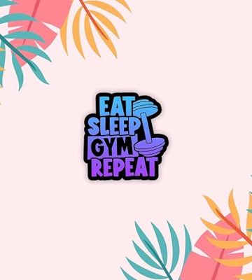 Eat Sleep Gym Repeat Wooden Fridge Magnet Sticker Motivational Quotes, Gift for Gym Lover Home & Gym Decoration