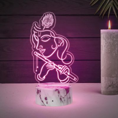 3D Illusion Krishna God Night Lamp with Automatic Color Changing Light Home Office & Pooja Room Decor Religious Gift Items