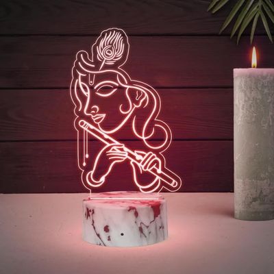 3D Illusion Krishna God Night Lamp with Automatic Color Changing Light Home Office & Pooja Room Decor Religious Gift Items
