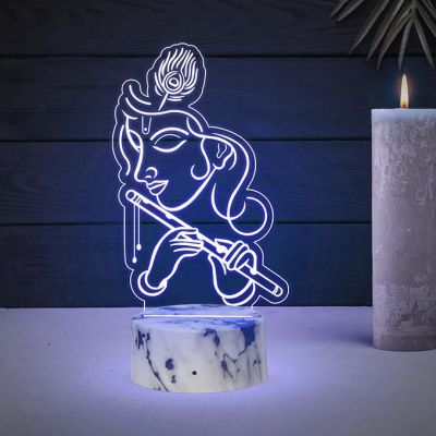 3D Illusion Krishna God Night Lamp with Automatic Color Changing Light Home Office & Pooja Room Decor Religious Gift Items
