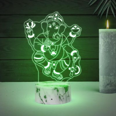 3D Illusion Ganesh God Night Lamp with Automatic Color Changing Light Home Office & Pooja Room Decor Religious Gift Items