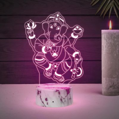 3D Illusion Ganesh God Night Lamp with Automatic Color Changing Light Home Office & Pooja Room Decor Religious Gift Items