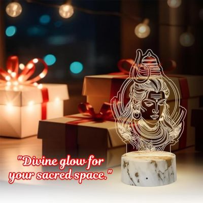 3D Illusion Lord Shiva God Night Lamp with Warm White Light Religious Gift Items Home Office & Pooja Room Decoration