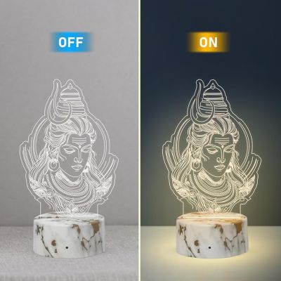 3D Illusion Lord Shiva God Night Lamp with Warm White Light Religious Gift Items Home Office & Pooja Room Decoration