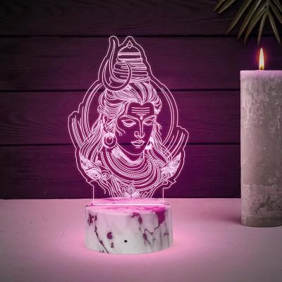 3D Illusion Lord Shiva God Night Lamp with Automatic Color Changing Light Religious Gift Items Home Office & Pooja Room Decoration