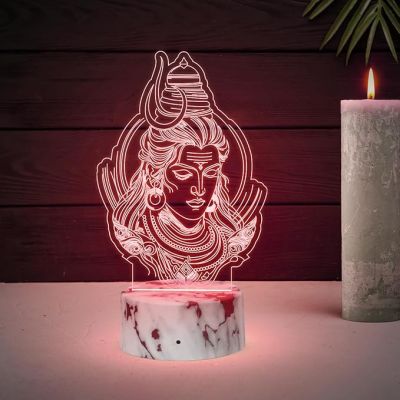 3D Illusion Lord Shiva God Night Lamp with Automatic Color Changing Light Religious Gift Items Home Office & Pooja Room Decoration