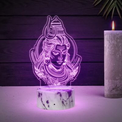3D Illusion Lord Shiva God Night Lamp with Automatic Color Changing Light Religious Gift Items Home Office & Pooja Room Decoration