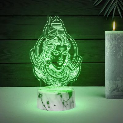 3D Illusion Lord Shiva God Night Lamp with Automatic Color Changing Light Religious Gift Items Home Office & Pooja Room Decoration