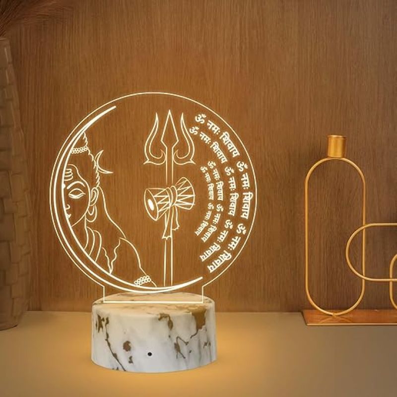 3D Illusion Om Namah shivay God Night Lamp with Religious Gift Items Home Office & Pooja Room Decoration