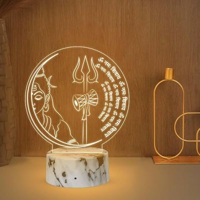 3D Illusion Om Namah shivay God Night Lamp with Religious Gift Items Home Office & Pooja Room Decoration