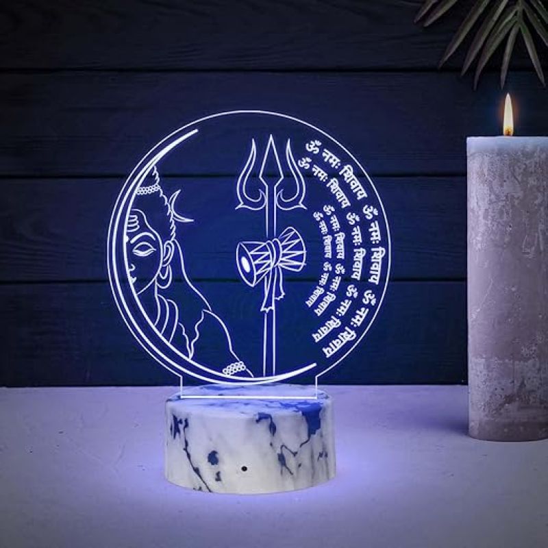 3D Illusion God Om Namah shivay Night Lamp with Automatic Color Changing Light  Religious Gift Items Home Office & Pooja Room Decoration