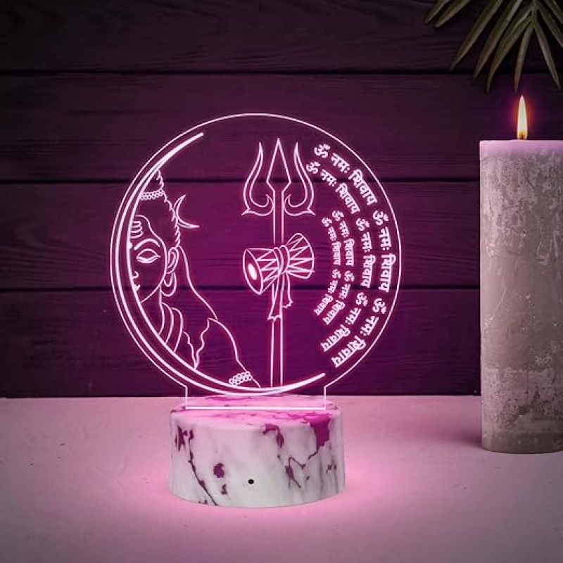 3D Illusion God Om Namah shivay Night Lamp with Automatic Color Changing Light  Religious Gift Items Home Office & Pooja Room Decoration