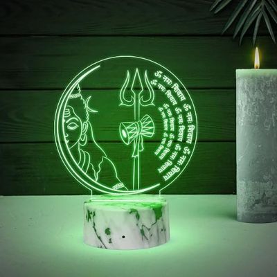 3D Illusion God Om Namah shivay Night Lamp with Automatic Color Changing Light  Religious Gift Items Home Office & Pooja Room Decoration