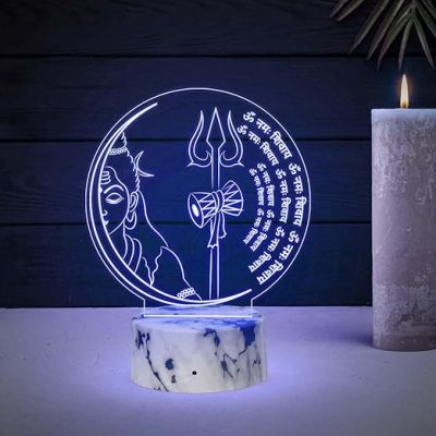 3D Illusion God Om Namah shivay Night Lamp with Automatic Color Changing Light  Religious Gift Items Home Office & Pooja Room Decoration