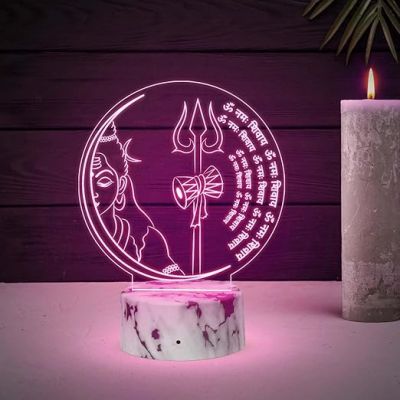 3D Illusion God Om Namah shivay Night Lamp with Automatic Color Changing Light  Religious Gift Items Home Office & Pooja Room Decoration