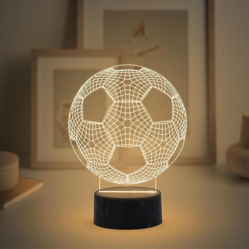 3D Illusion Football Night Lamp with Warm White Light Birthday Gifts for Footballer Men Women Gift for Sports Lovers