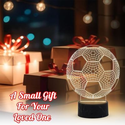 3D Illusion Football Night Lamp with Warm White Light Birthday Gifts for Footballer Men Women Gift for Sports Lovers