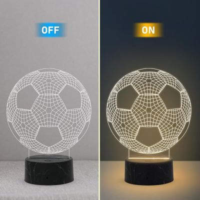 3D Illusion Football Night Lamp with Warm White Light Birthday Gifts for Footballer Men Women Gift for Sports Lovers