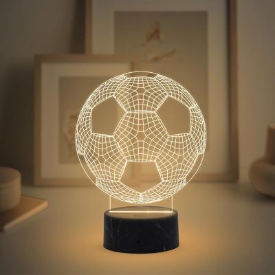 3D Illusion Football Night Lamp with Warm White Light Birthday Gifts for Footballer Men Women Gift for Sports Lovers
