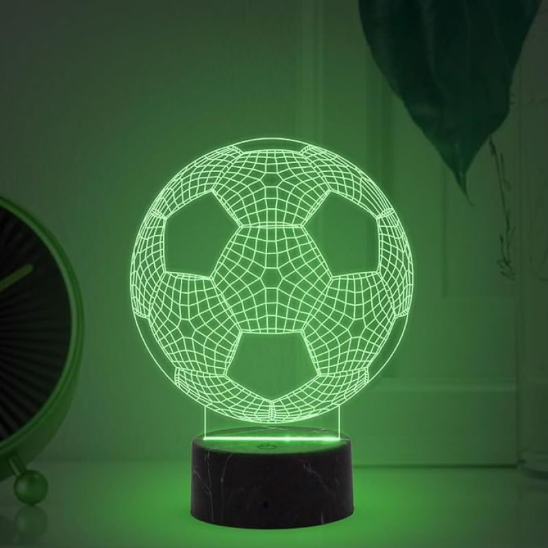 3D Illusion Football Night Lamp with Automatic Color Changing Light Birthday Gifts for Footballer Men Women Gift for Sports Lovers