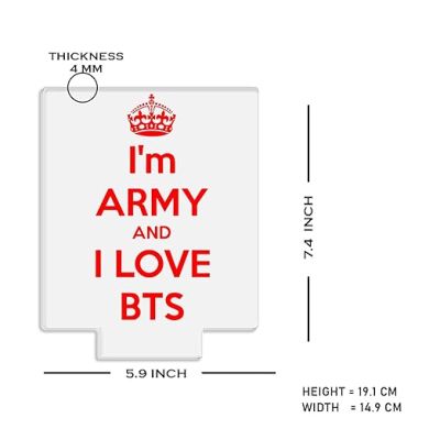 3D Illusion I am Army and I Love BTS Engraved Night Lamp with Warm White Light Gift for BTS Army Fans
