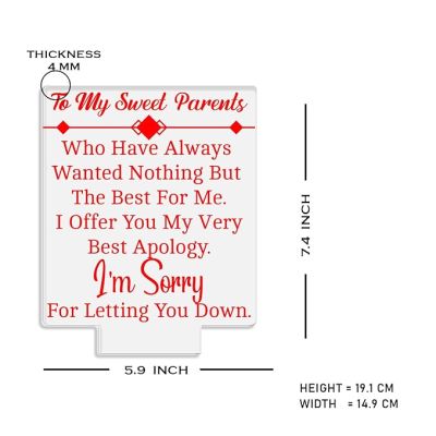 To My Sweet Parents Engraved Night Lamp with Warm White Light Gift for Parents Sorry Gift for Parents