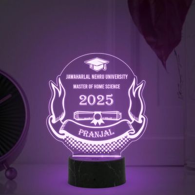 Graduation Night Lamp with Multicolored Light Customized with Name, University Name & Year Gift for Daughter & Son, College Students, Doctor, Law Students, Engineers, Nurse