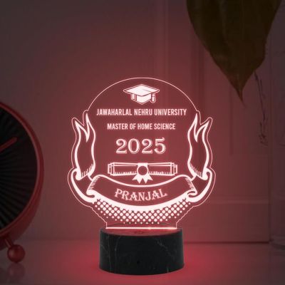 Graduation Night Lamp with Multicolored Light Customized with Name, University Name & Year Gift for Daughter & Son, College Students, Doctor, Law Students, Engineers, Nurse