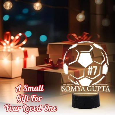 3D Illusion Football Night Lamp with Warm White Light Customized Name Birthday Gift for Football Lover Sport Fane