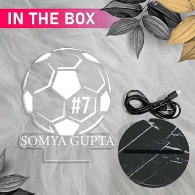 3D Illusion Football Night Lamp with Warm White Light Customized Name Birthday Gift for Football Lover Sport Fane