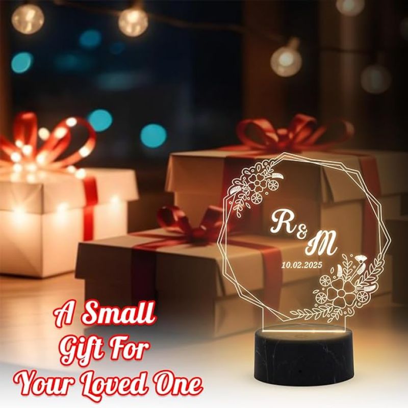 Personalized Alphabet Letter night lamp with Warm White Light Customized Name Letter & Date Gift for Birthday, Anniversary, Valentines Day, Engagement