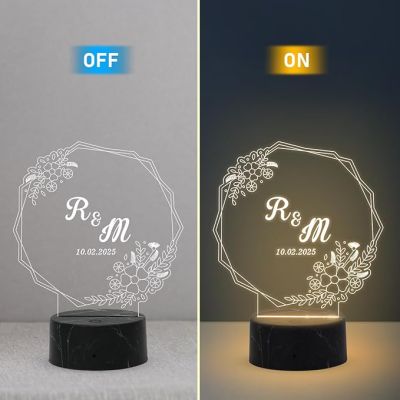 Personalized Alphabet Letter night lamp with Warm White Light Customized Name Letter & Date Gift for Birthday, Anniversary, Valentines Day, Engagement
