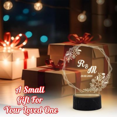 Personalized Alphabet Letter night lamp with Warm White Light Customized Name Letter & Date Gift for Birthday, Anniversary, Valentines Day, Engagement