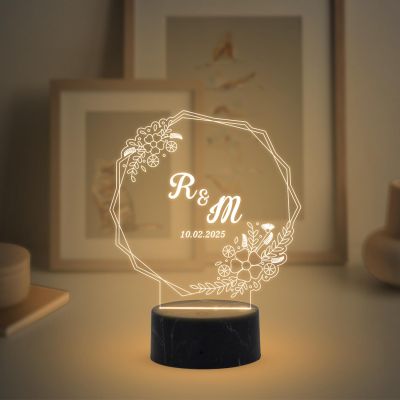 Personalized Alphabet Letter night lamp with Warm White Light Customized Name Letter & Date Gift for Birthday, Anniversary, Valentines Day, Engagement