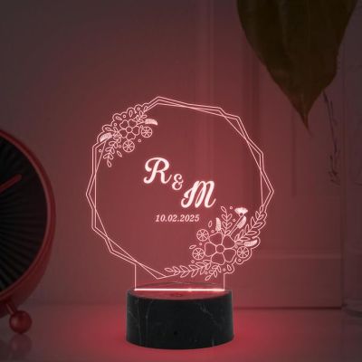 Personalized Alphabet Letter night lamp with Automatic Color Changing Light Customized Name Letter & Date Gift for Birthday, Anniversary, Valentines Day, Engagement