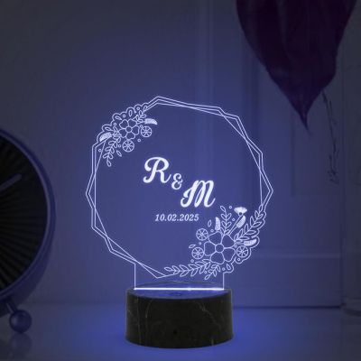 Personalized Alphabet Letter night lamp with Automatic Color Changing Light Customized Name Letter & Date Gift for Birthday, Anniversary, Valentines Day, Engagement
