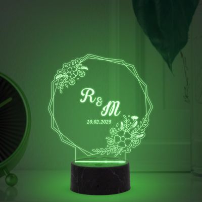 Personalized Alphabet Letter night lamp with Automatic Color Changing Light Customized Name Letter & Date Gift for Birthday, Anniversary, Valentines Day, Engagement