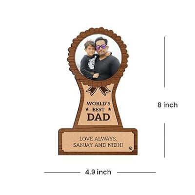 World Best Dad Wooden Photo Frame Customized With Photo & Name , Best Gift For Dad , Birthday Gift For Dad , Memorable Gift For Fathers Day From Daughter & Son