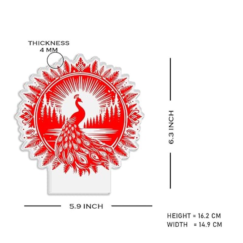 3D Illusion Peacock night lamp with Warm White Light Traditional. Home, Bedroom, Living Room Decor