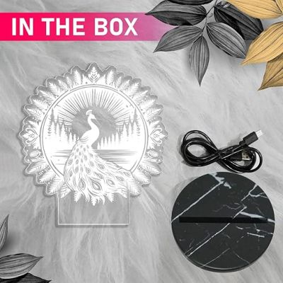 3D Illusion Peacock Night Lamp with Automatic Color Changing Light Birthday Corporate Gift Bedroom, Living Room, Home Decor