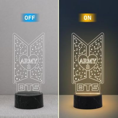 3D Illusion BTS Army night lamp with Warm White Light Gift for BTS Lover Gift for Kids, Boys, Girls, Gift, Return Gift Home Decor
