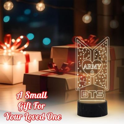 3D Illusion BTS Army night lamp with Warm White Light Gift for BTS Lover Gift for Kids, Boys, Girls, Gift, Return Gift Home Decor