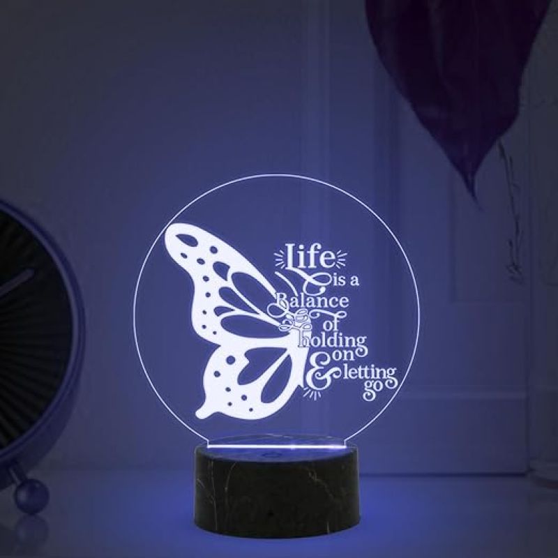3D Illusion Butterfly Shape Motivational Quote Night Lamp with 7 Color Changing Light Home & Office Decor