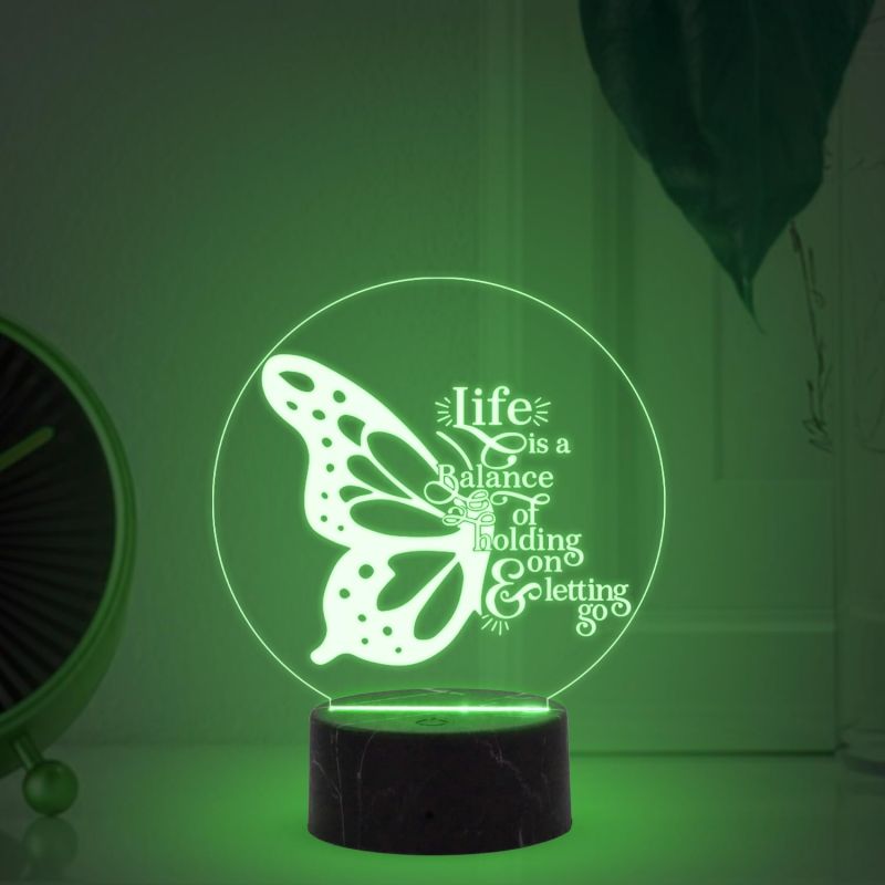 3D Illusion Butterfly Shape Motivational Quote Night Lamp with 7 Color Changing Light Home & Office Decor