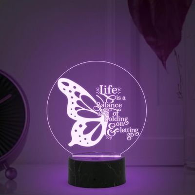 3D Illusion Butterfly Shape Motivational Quote Night Lamp with 7 Color Changing Light Home & Office Decor