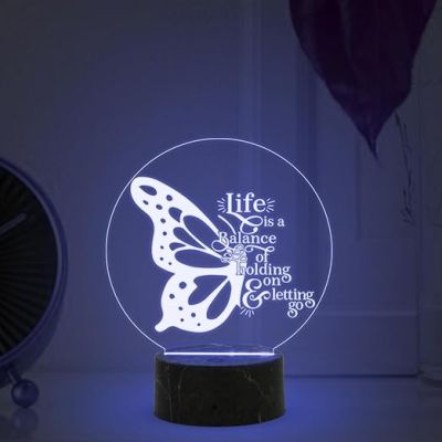 3D Illusion Butterfly Shape Motivational Quote Night Lamp with 7 Color Changing Light Home & Office Decor