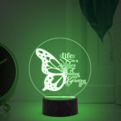 3D Illusion Butterfly Shape Motivational Quote Night Lamp with 7 Color Changing Light Home & Office Decor