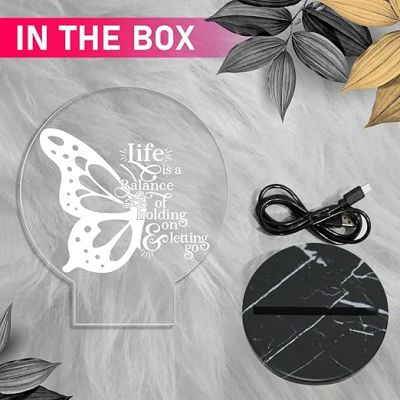 3D Illusion Butterfly Shape Motivational Quote Night Lamp with 7 Color Changing Light Home & Office Decor