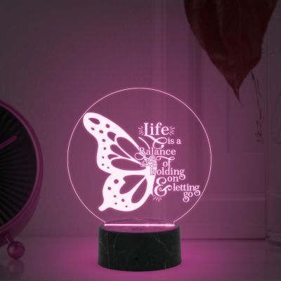 3D Illusion Butterfly Shape Motivational Quote Night Lamp with 7 Color Changing Light Home & Office Decor